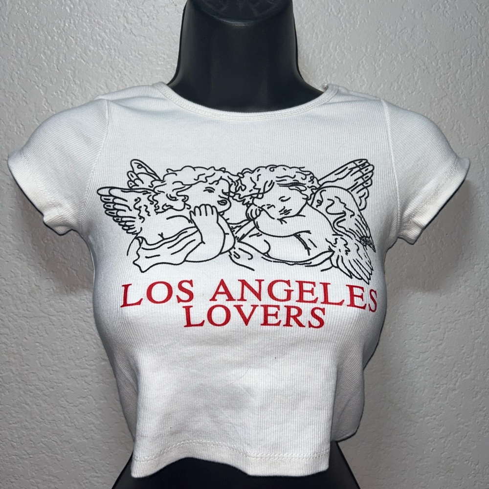 White Graphic Crop Top